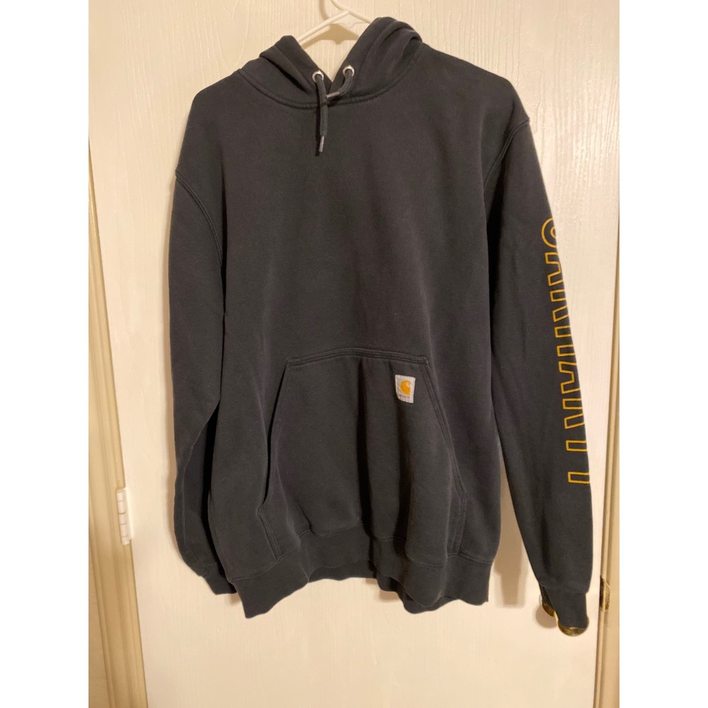 Carhartt Mens Original Fit Midweight Hooded Logo Sweatshirt Black Large 0735